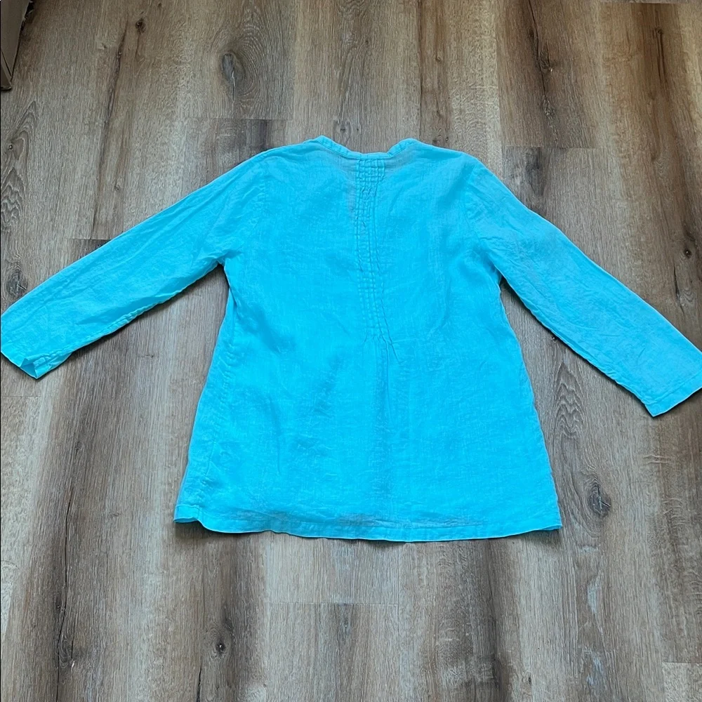 Lilly Pulitzer (2) BUNDLE Vibrant Teal Pink 100% Linen Sarasota Tunics Size S - Picture 5 of 16